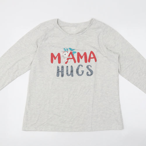 Nutmeg Womens Grey Cotton Basic T-Shirt Size 12 Round Neck - Mama Hugs