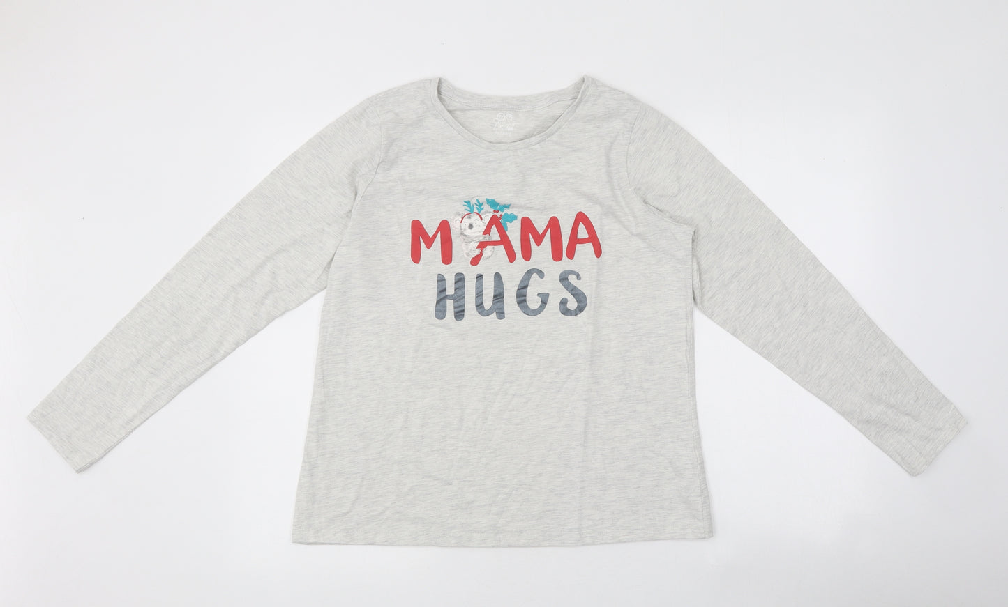Nutmeg Womens Grey Cotton Basic T-Shirt Size 12 Round Neck - Mama Hugs