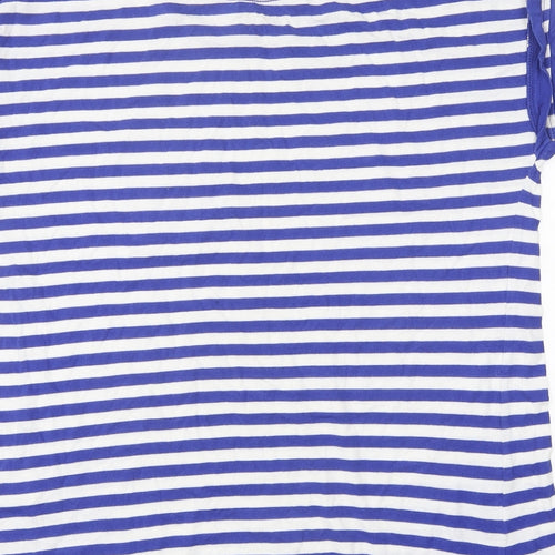 Simply Be Womens Blue Striped Polyester Basic T-Shirt Size 12 Scoop Neck