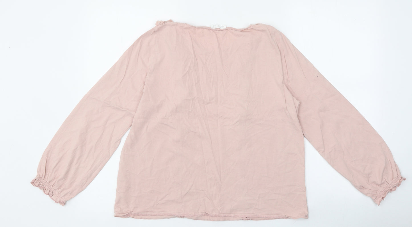 Oysho Womens Pink Polyester Basic Blouse Size L Round Neck