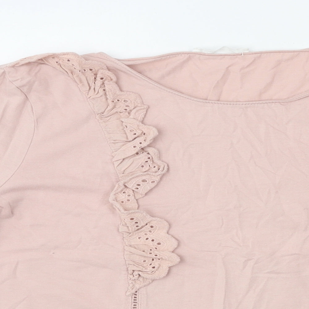 Oysho Womens Pink Polyester Basic Blouse Size L Round Neck