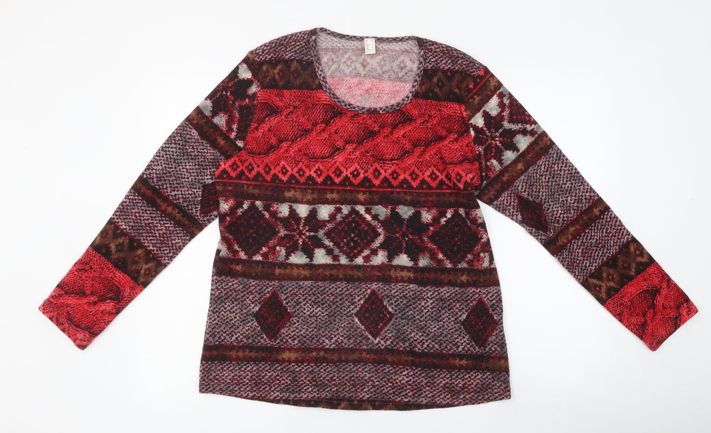 Preworn Womens Multicoloured Round Neck Geometric Polyester Pullover Jumper Size 12