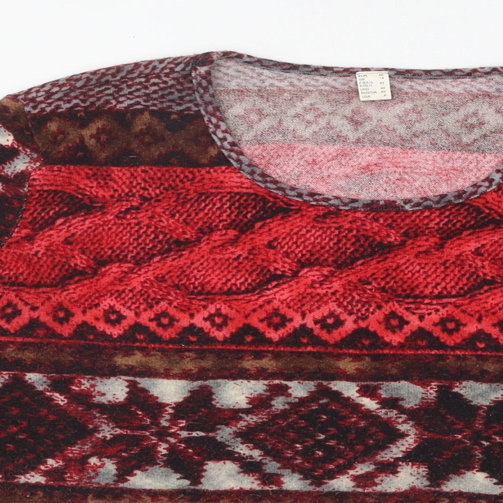Preworn Womens Multicoloured Round Neck Geometric Polyester Pullover Jumper Size 12