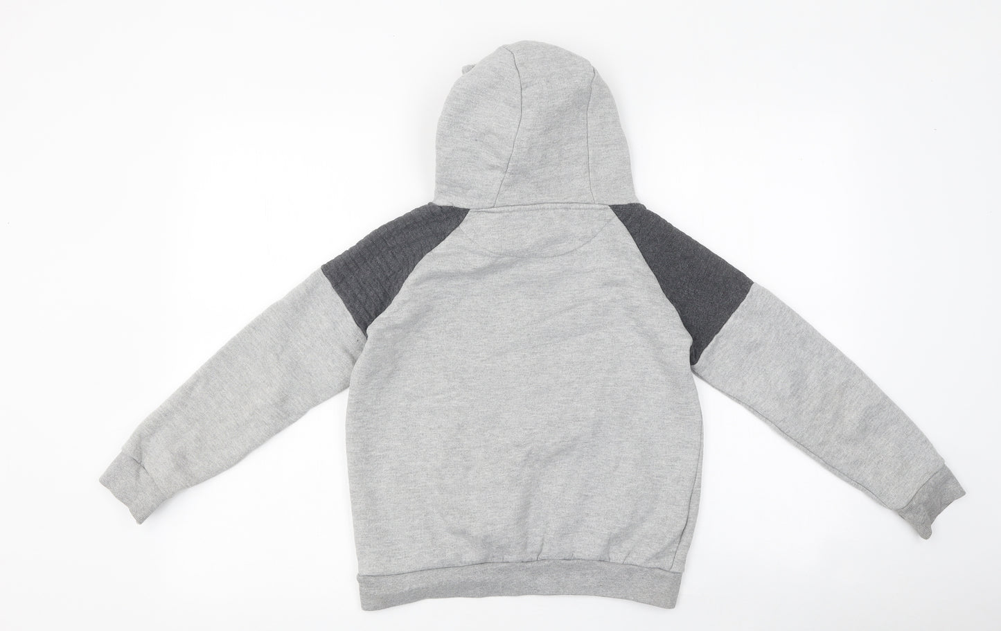 Firetrap Boys Grey Colourblock 100% Cotton Pullover Hoodie Size 9-10 Years Pullover