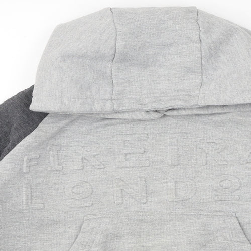 Firetrap Boys Grey Colourblock 100% Cotton Pullover Hoodie Size 9-10 Years Pullover