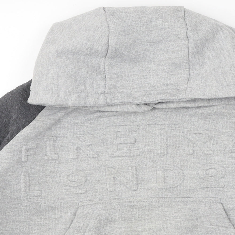 Firetrap Boys Grey Colourblock 100% Cotton Pullover Hoodie Size 9-10 Years Pullover