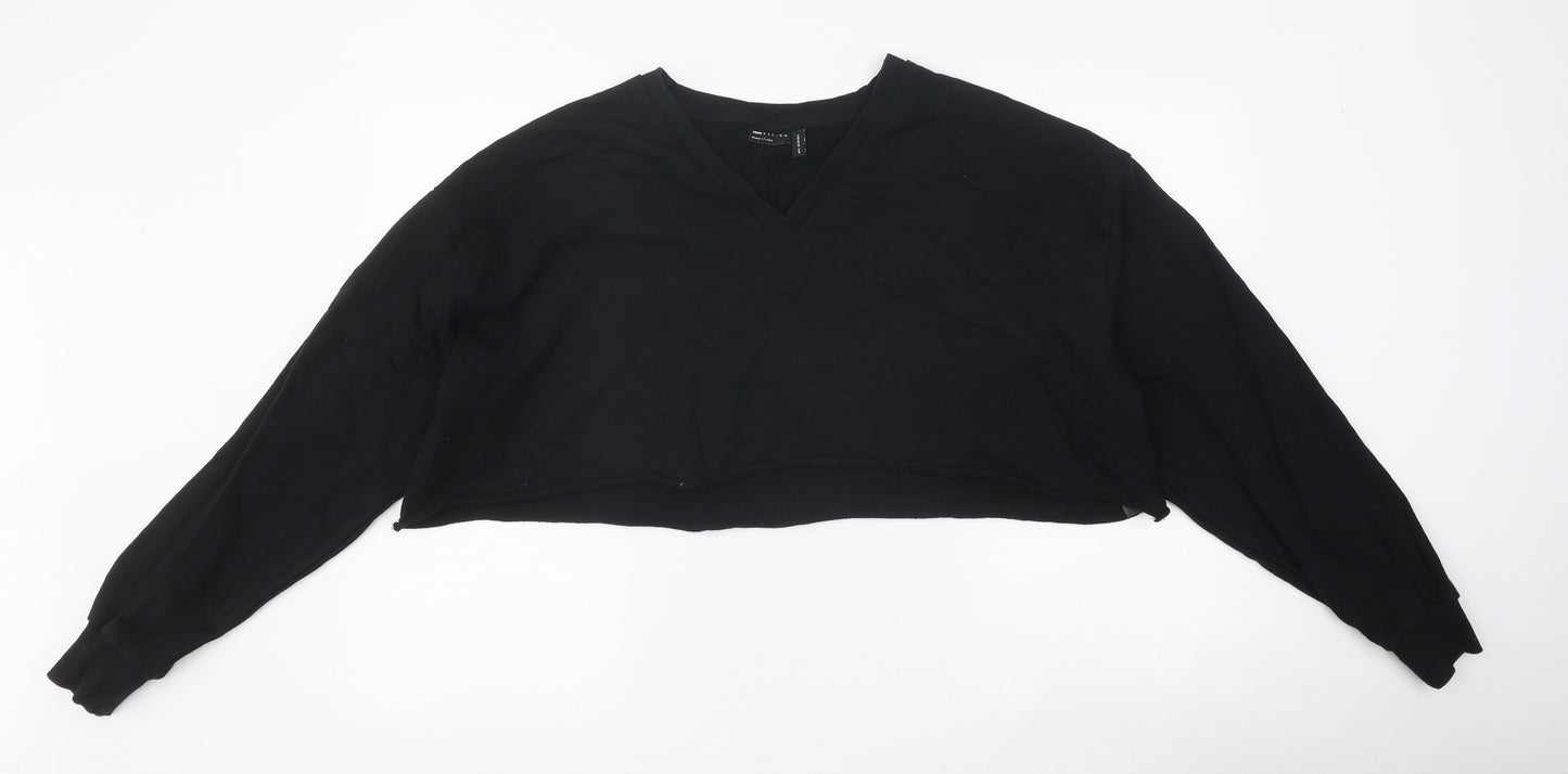 ASOS Womens Black 100% Cotton Pullover Sweatshirt Size 6 Pullover - Cropped