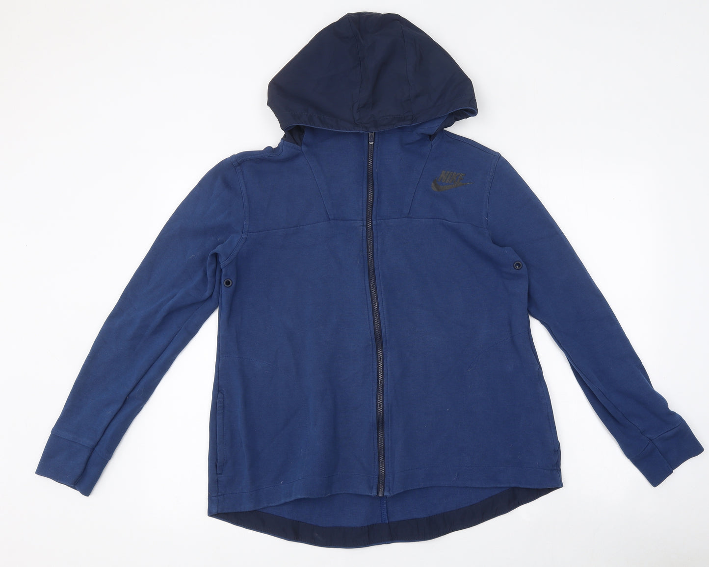 Nike Mens Blue Cotton Full Zip Hoodie Size S