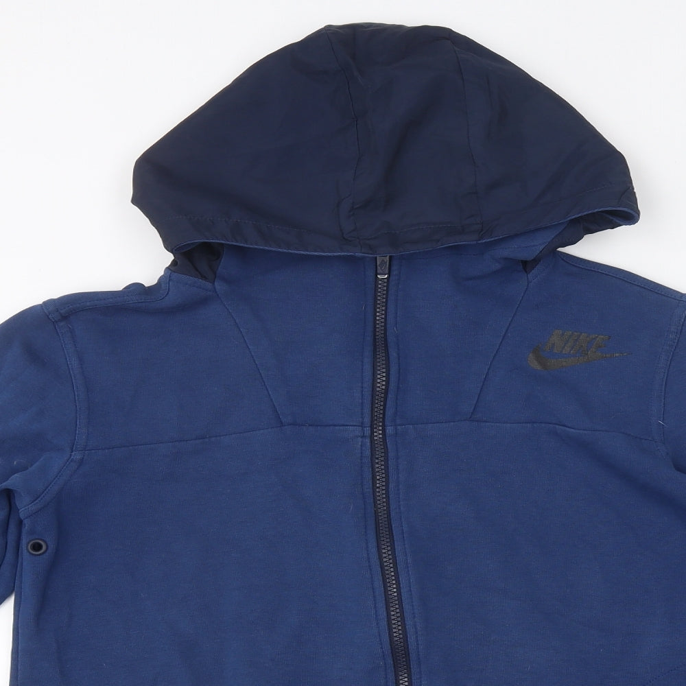 Nike Mens Blue Cotton Full Zip Hoodie Size S
