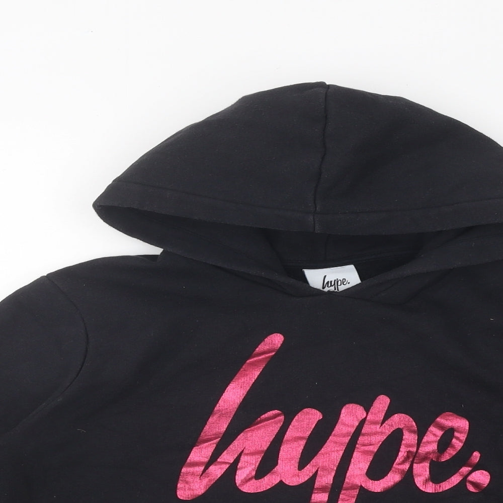 Hype Girls Black 100% Cotton Pullover Hoodie Size 13 Years Pullover