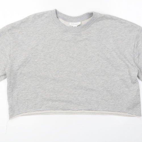 Topshop Womens Grey Polyester Pullover Sweatshirt Size 8 Pullover - Cropped