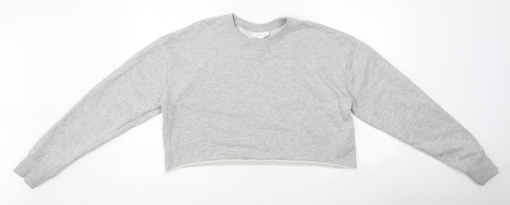 Topshop Womens Grey Polyester Pullover Sweatshirt Size 8 Pullover - Cropped
