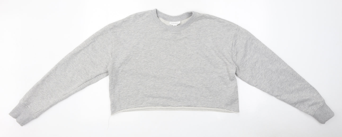 Topshop Womens Grey Polyester Pullover Sweatshirt Size 8 Pullover - Cropped