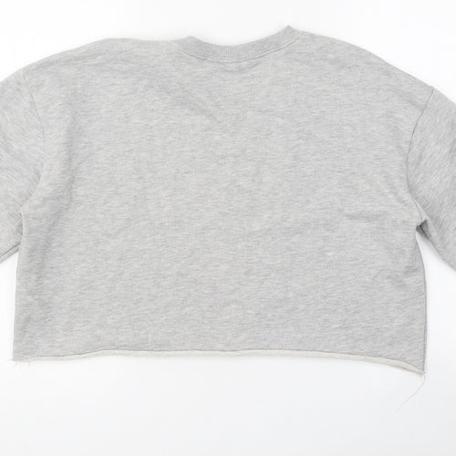 Topshop Womens Grey Polyester Pullover Sweatshirt Size 8 Pullover - Cropped