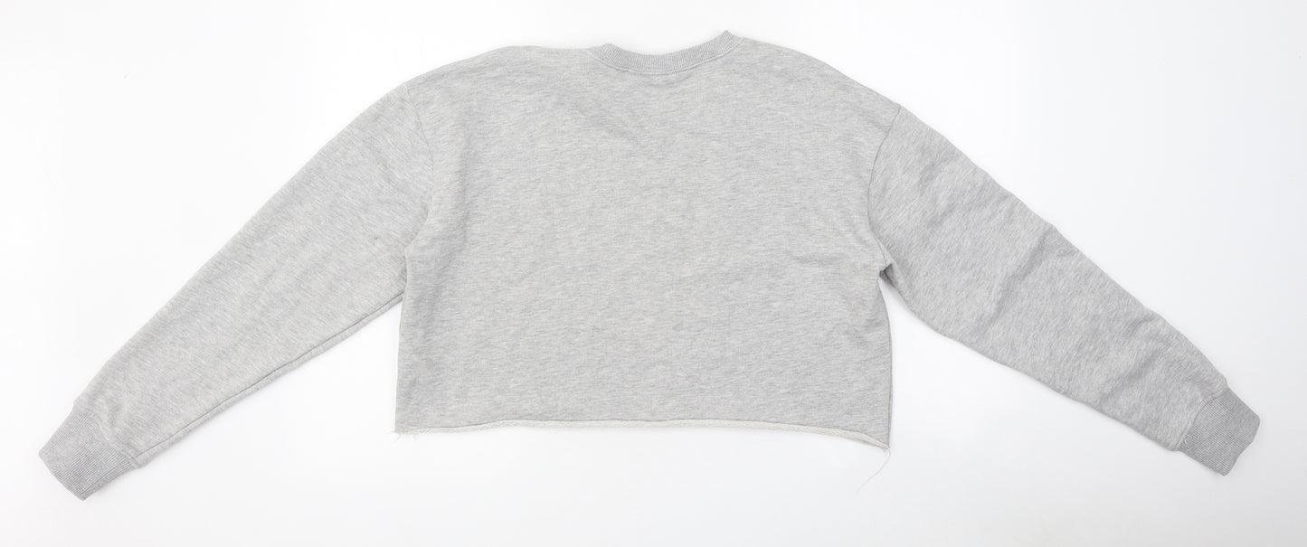 Topshop Womens Grey Polyester Pullover Sweatshirt Size 8 Pullover - Cropped