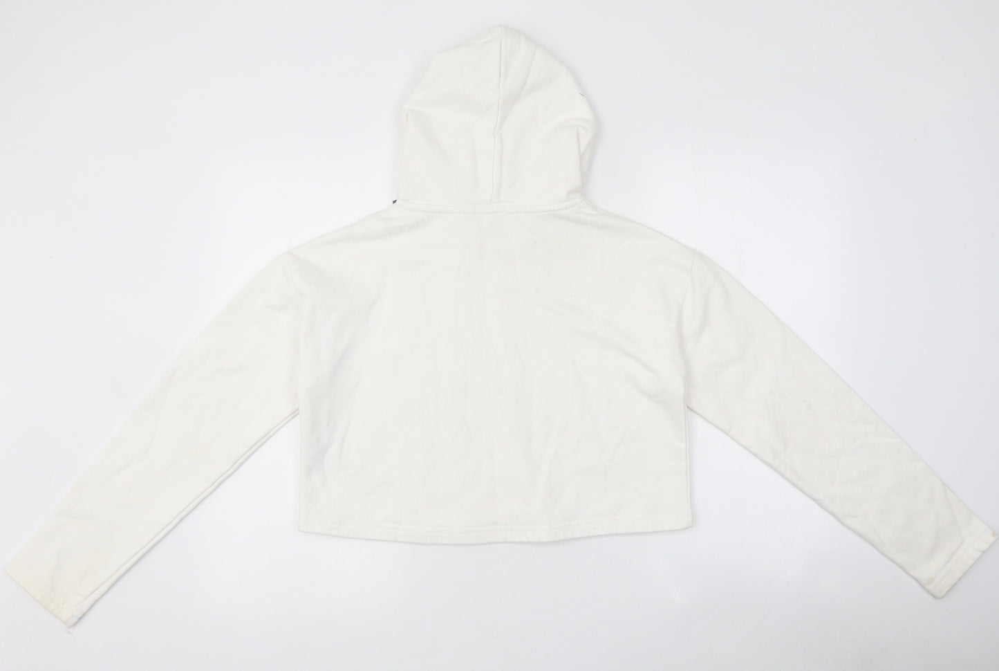 Fun & Fun Womens Silver 100% Cotton Pullover Hoodie Size 12 Pullover - Cropped