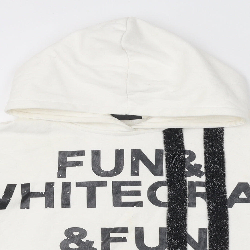 Fun & Fun Womens Silver 100% Cotton Pullover Hoodie Size 12 Pullover - Cropped