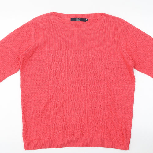 Isle Womens Pink Round Neck Acrylic Pullover Jumper Size M