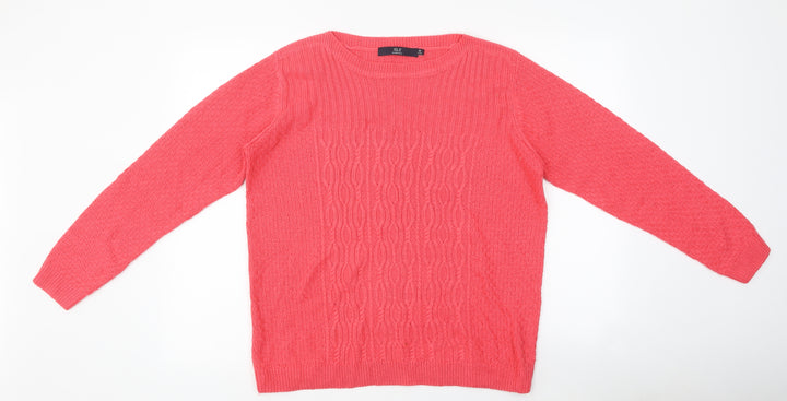 Isle Womens Pink Round Neck Acrylic Pullover Jumper Size M
