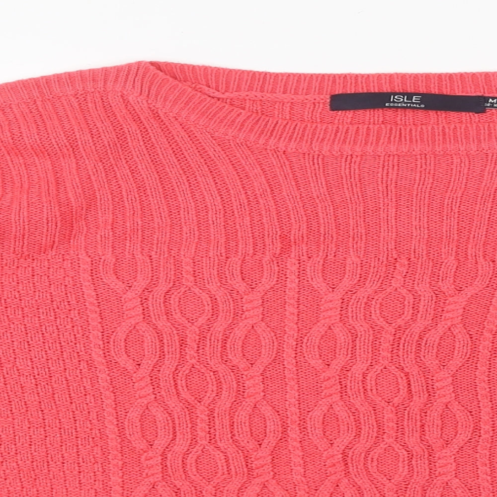 Isle Womens Pink Round Neck Acrylic Pullover Jumper Size M