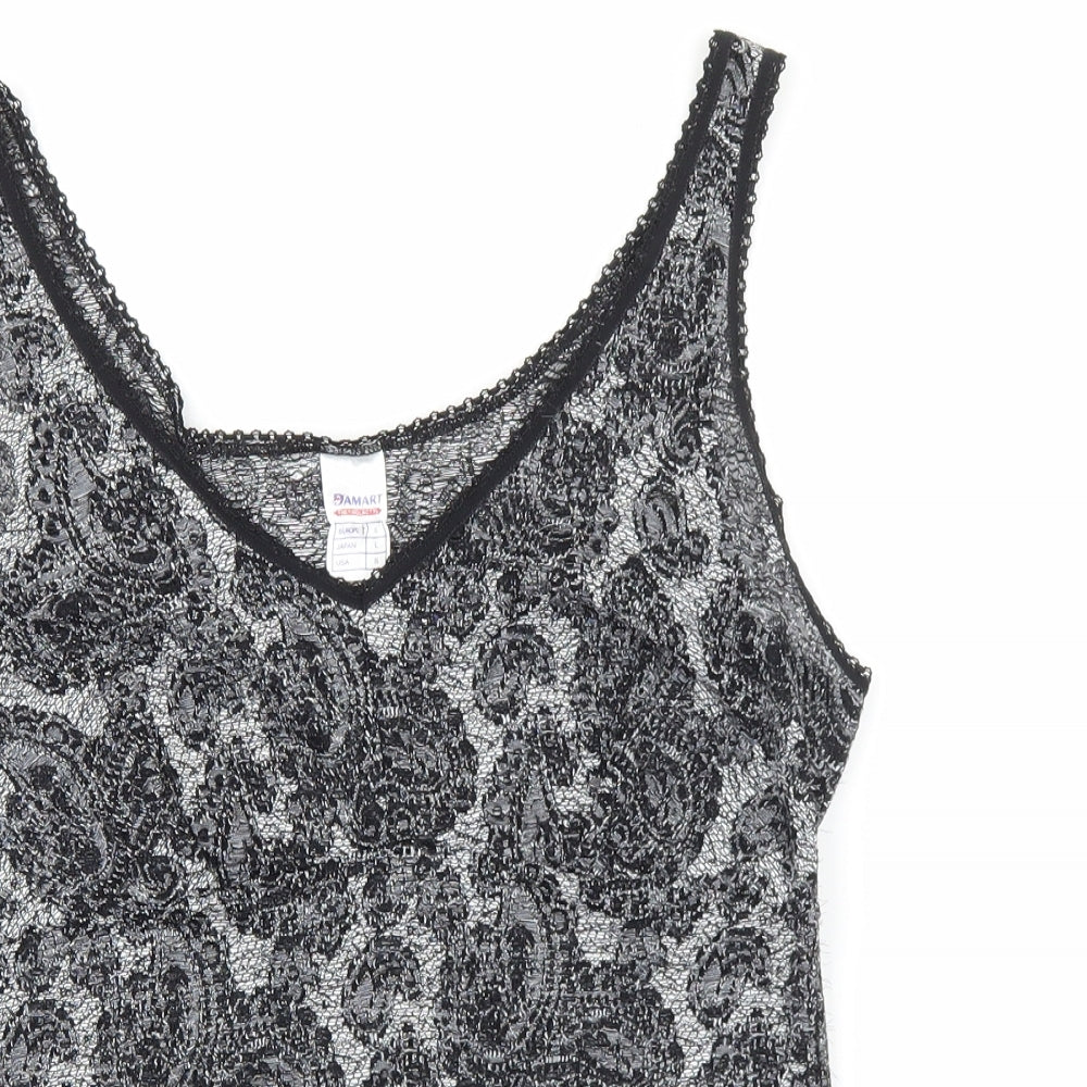 Damart Womens Black Paisley Polyester Basic Tank Size S V-Neck