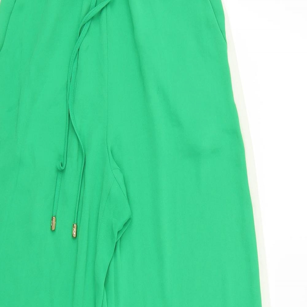River Island Womens Green Striped Polyester Trousers Size 36 L30.5 in Regular Zip