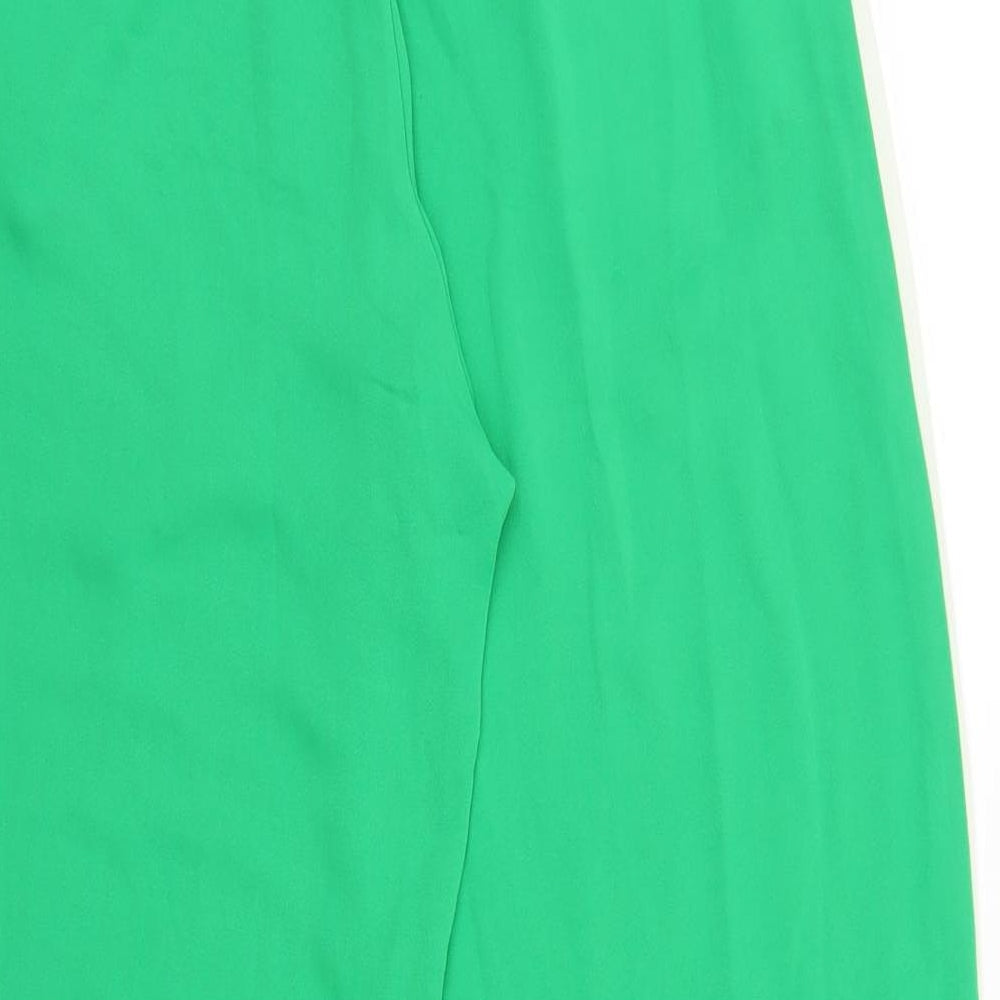 River Island Womens Green Striped Polyester Trousers Size 36 L30.5 in Regular Zip