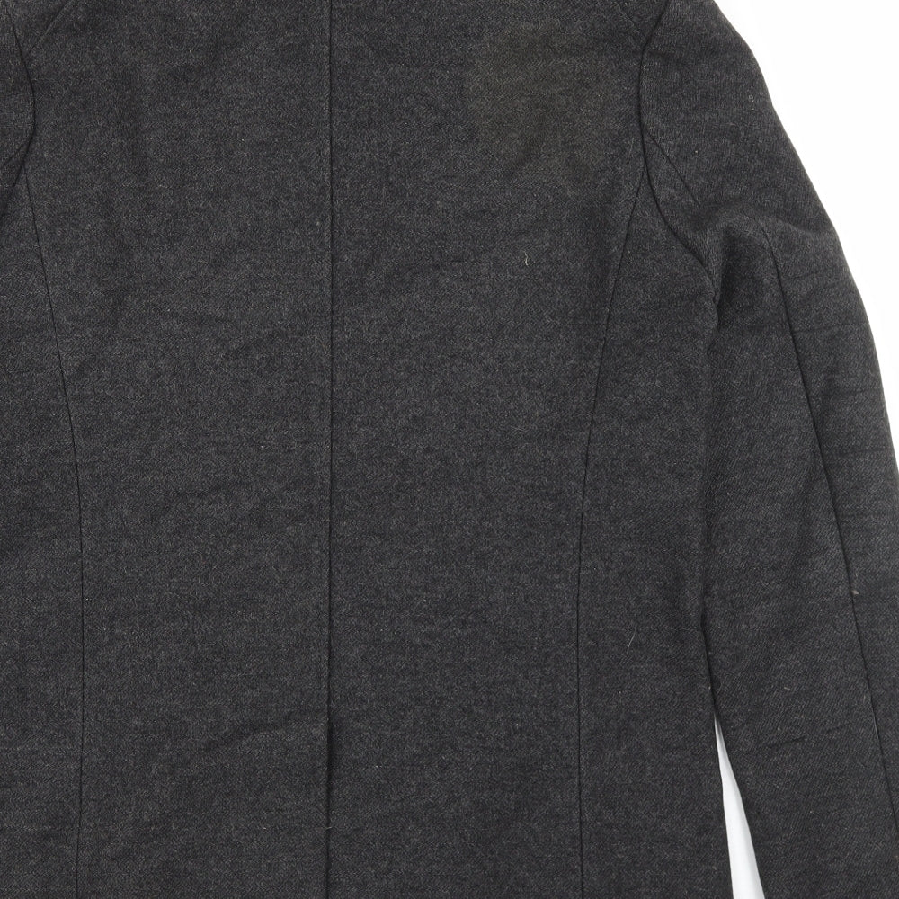 River Island Mens Grey Overcoat Coat Size S Button