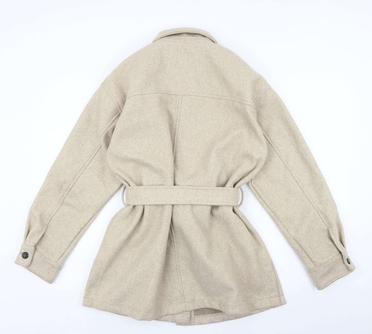 Zara Womens Beige Overcoat Coat Size M Button