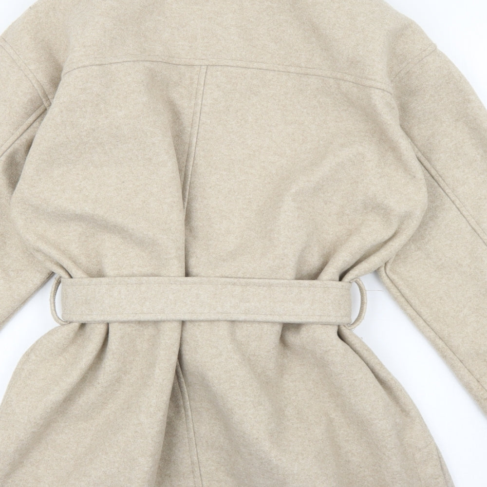 Zara Womens Beige Overcoat Coat Size M Button