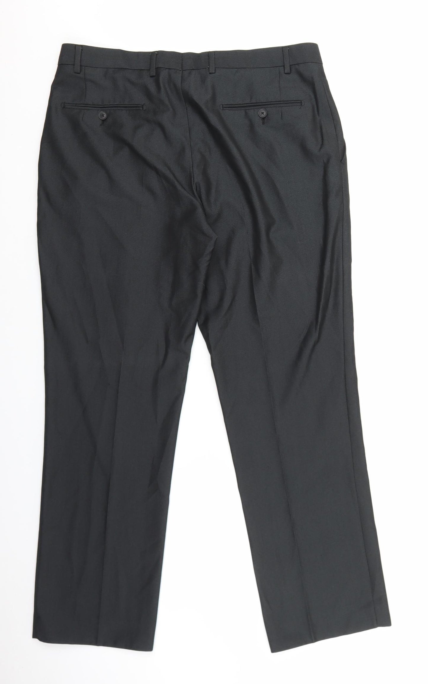 NEXT Mens Grey Polyester Trousers Size 36 in L31 in Regular Zip