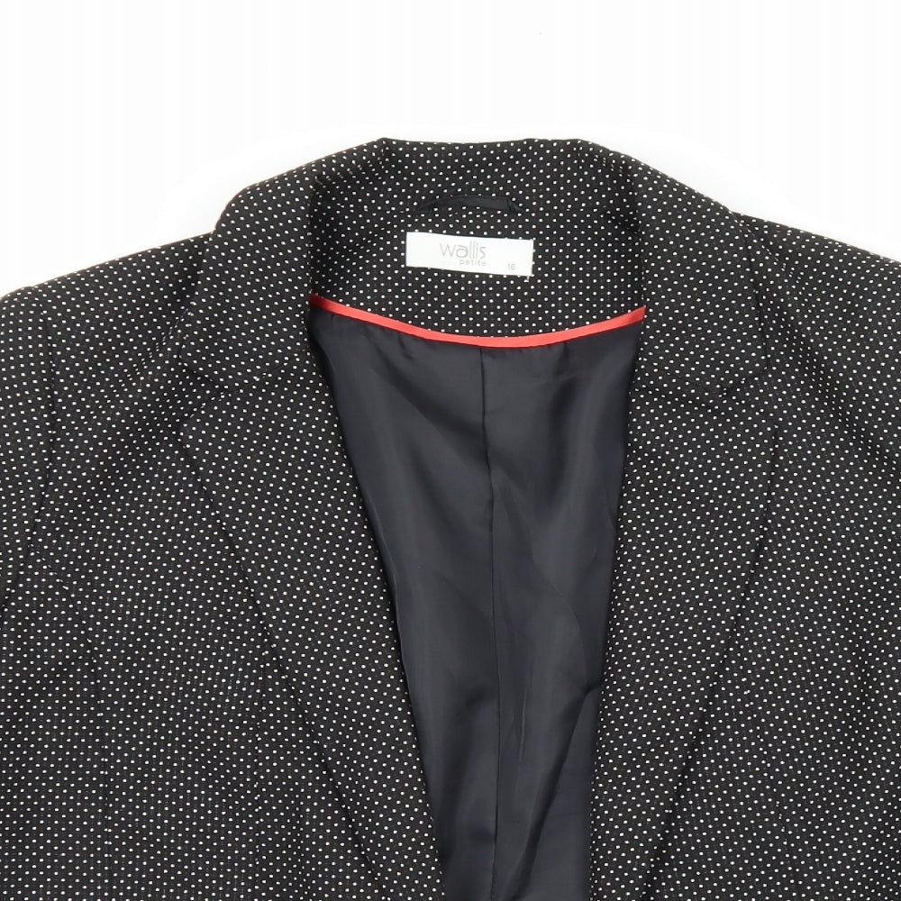 Wallis Womens Black Geometric Jacket Blazer Size 16