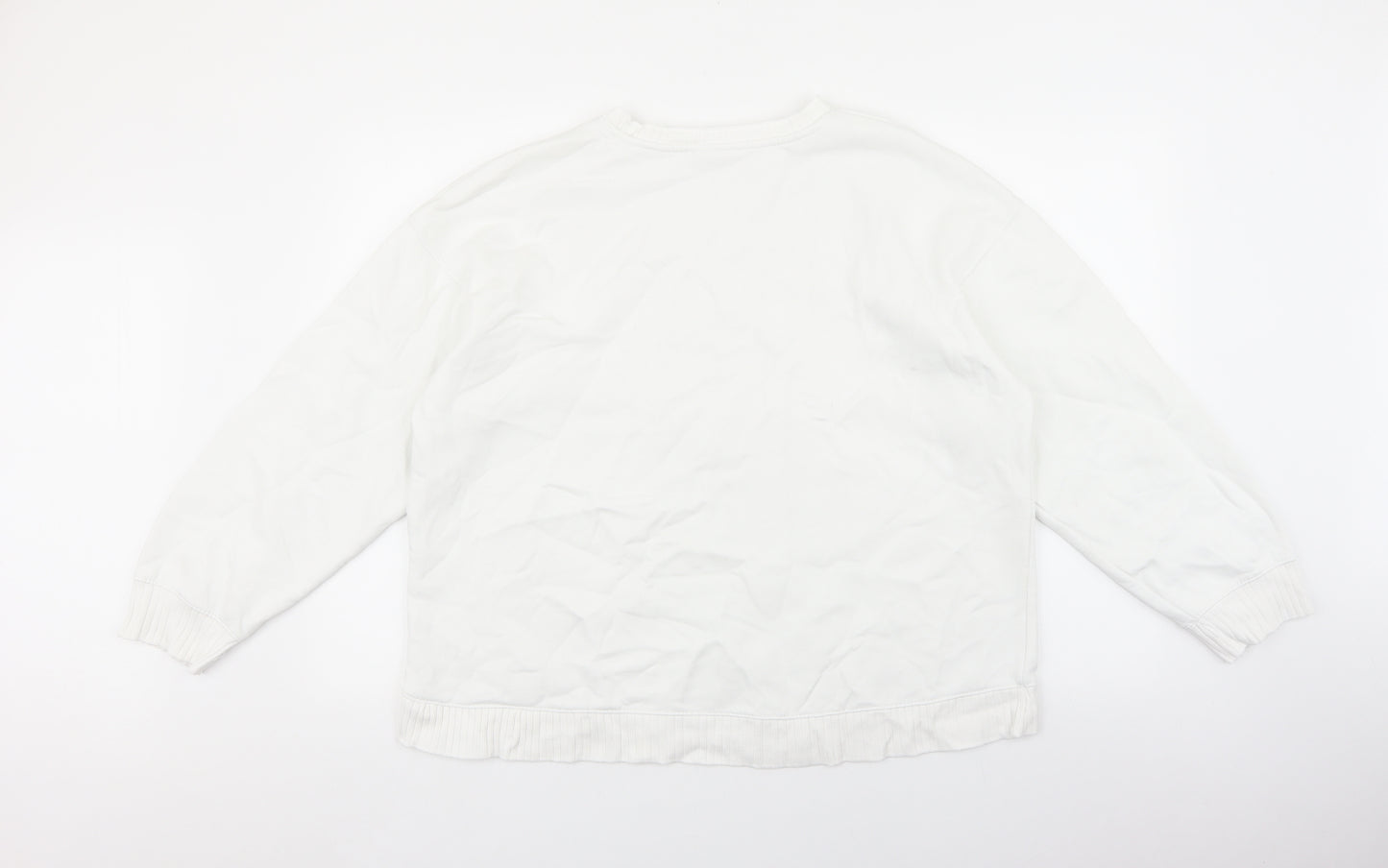 Zara Womens White Cotton Pullover Sweatshirt Size L Pullover