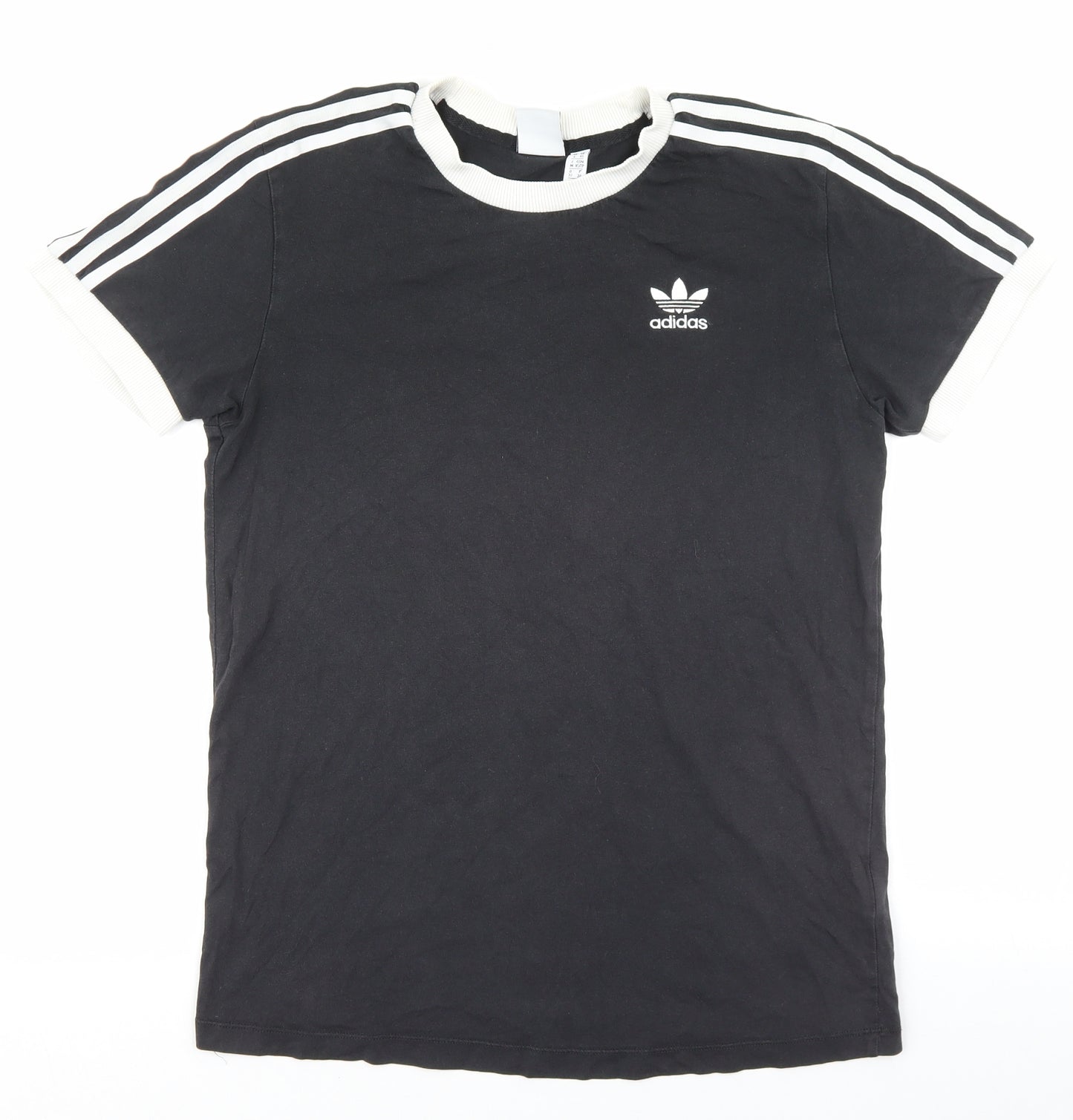 adidas Womens Black Cotton Basic T-Shirt Size 6 Round Neck