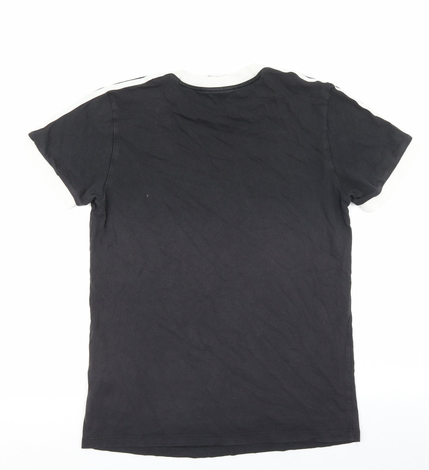 adidas Womens Black Cotton Basic T-Shirt Size 6 Round Neck