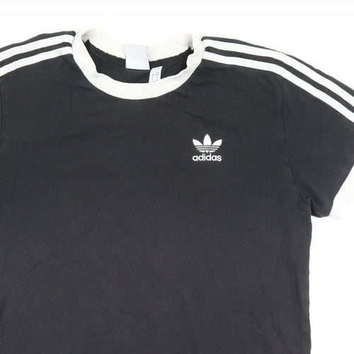 adidas Womens Black Cotton Basic T-Shirt Size 6 Round Neck