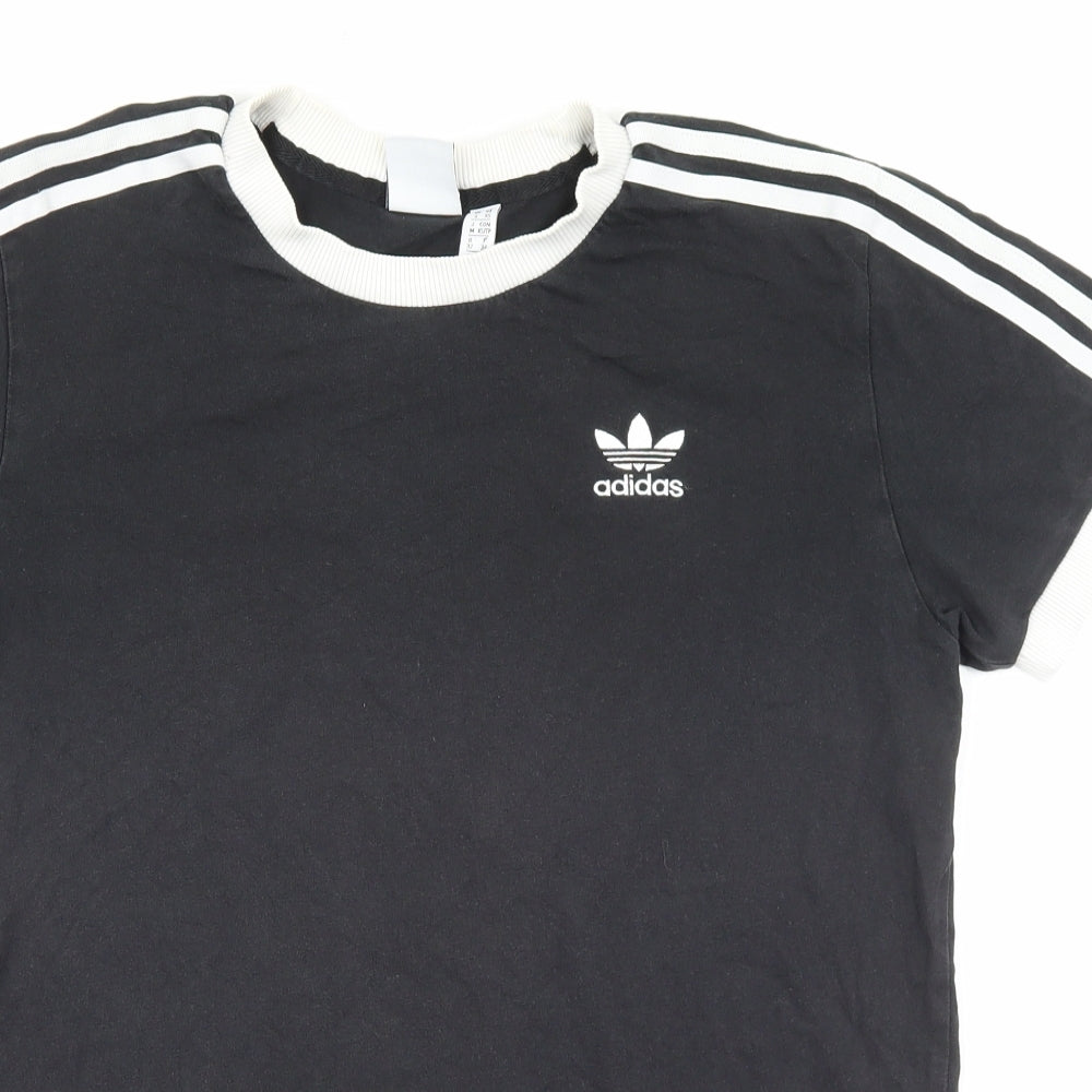 adidas Womens Black Cotton Basic T-Shirt Size 6 Round Neck