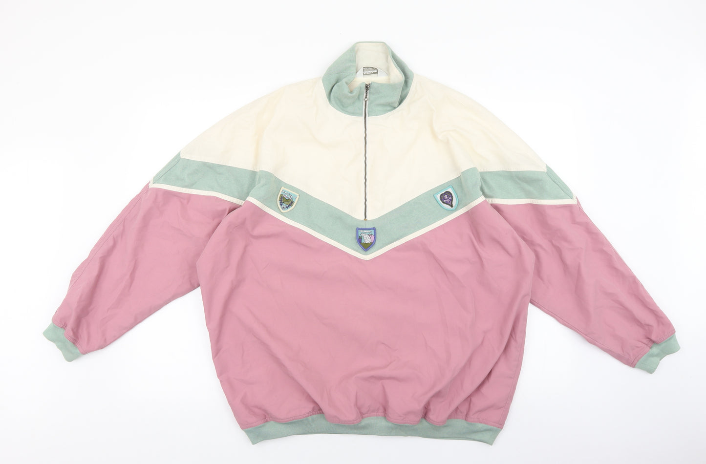 St Michaels Womens Multicoloured Geometric Polyester Pullover Sweatshirt One Size Zip