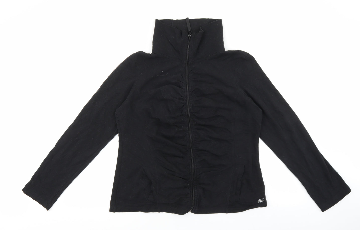 Calvin Klein Womens Black Cotton Full Zip Sweatshirt Size 2XL Zip