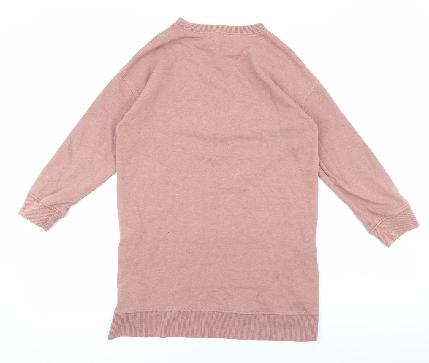 NEXT Girls Pink 100% Cotton Pullover Sweatshirt Size 9 Years Zip - Star