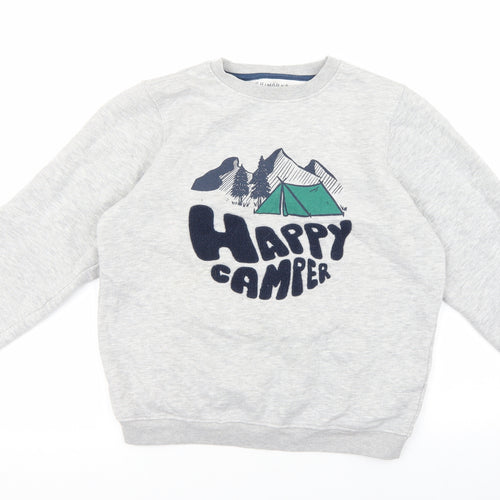 Primark Boys Grey Cotton Pullover Sweatshirt Size 12-13 Years Pullover - Happy Camper