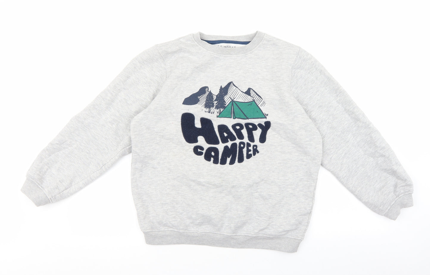 Primark Boys Grey Cotton Pullover Sweatshirt Size 12-13 Years Pullover - Happy Camper