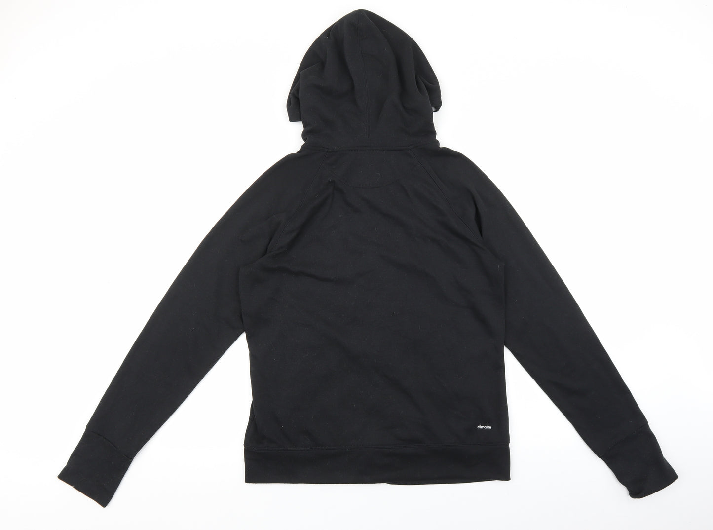 adidas Womens Black Cotton Full Zip Hoodie Size 12 Zip