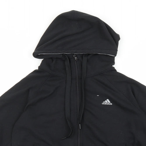 adidas Womens Black Cotton Full Zip Hoodie Size 12 Zip