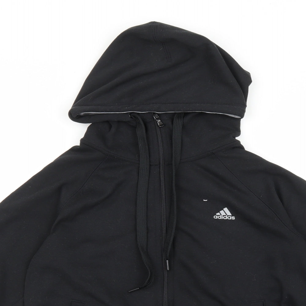 adidas Womens Black Cotton Full Zip Hoodie Size 12 Zip