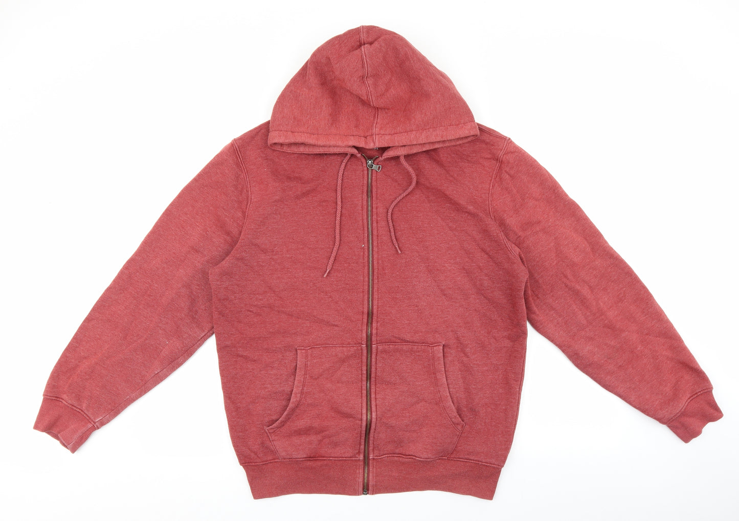 Easy Mens Red Cotton Full Zip Hoodie Size M
