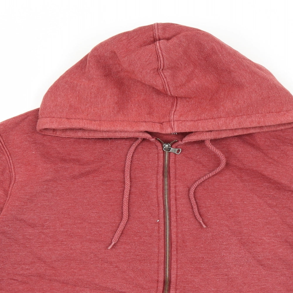Easy Mens Red Cotton Full Zip Hoodie Size M