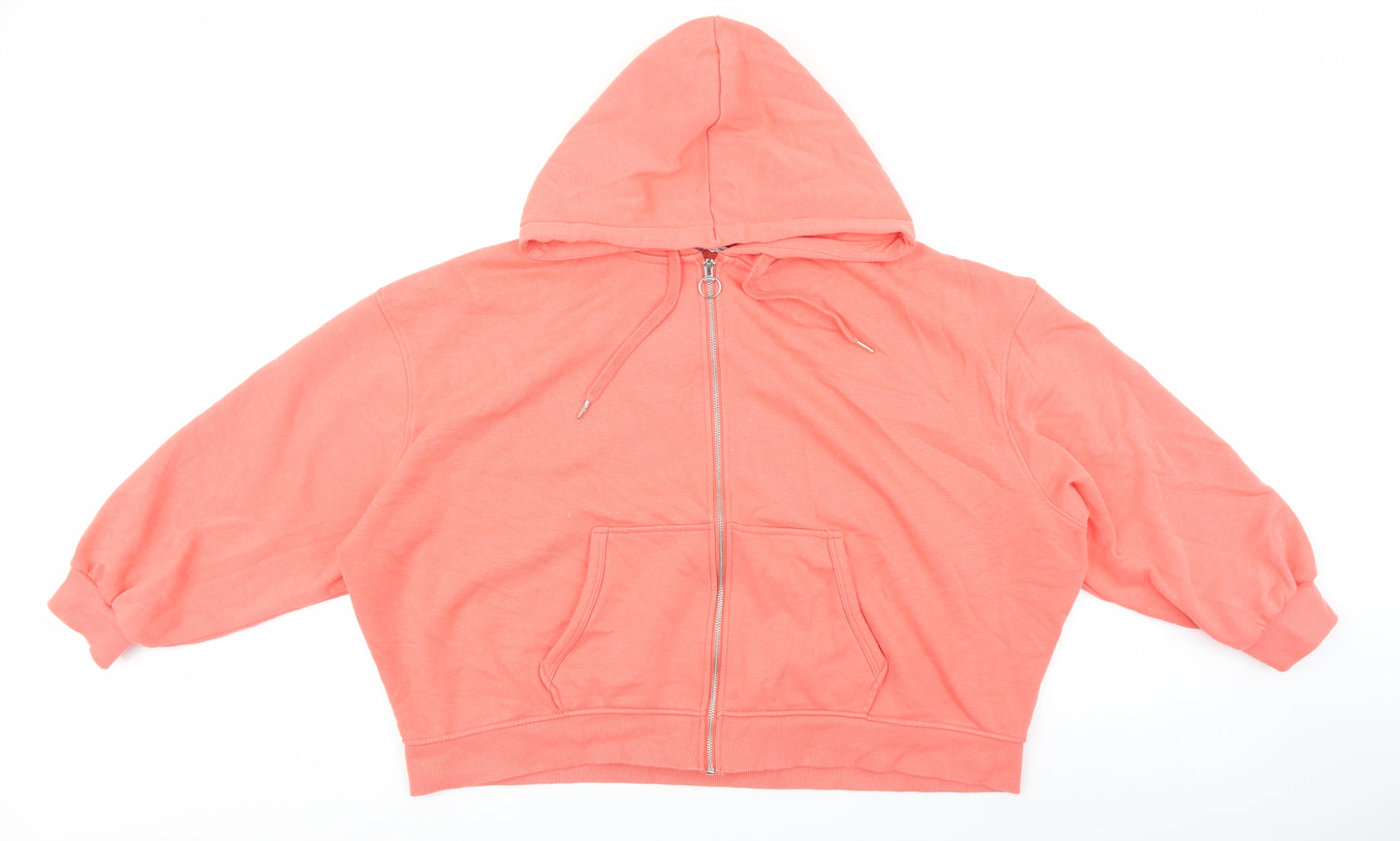 TU Womens Pink Cotton Full Zip Hoodie Size L Zip