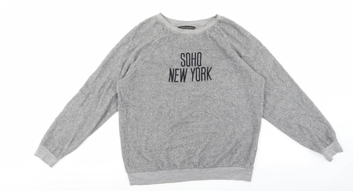 Dorothy Perkins Womens Grey Cotton Pullover Sweatshirt Size 10 Pullover - Soho New Yrok