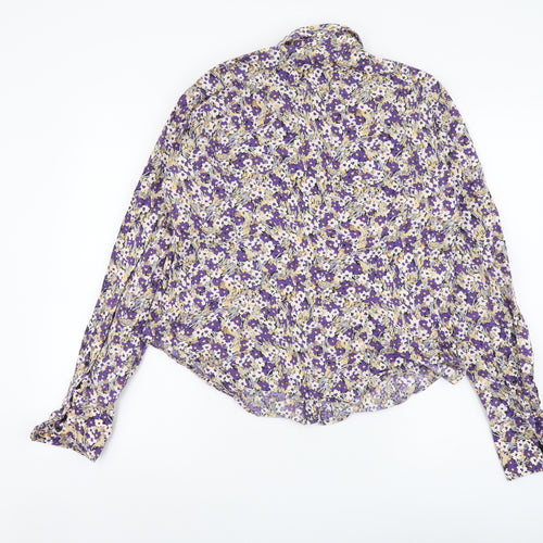 TM Lewin Womens Multicoloured Floral Cotton Basic Button-Up Size 14 Collared